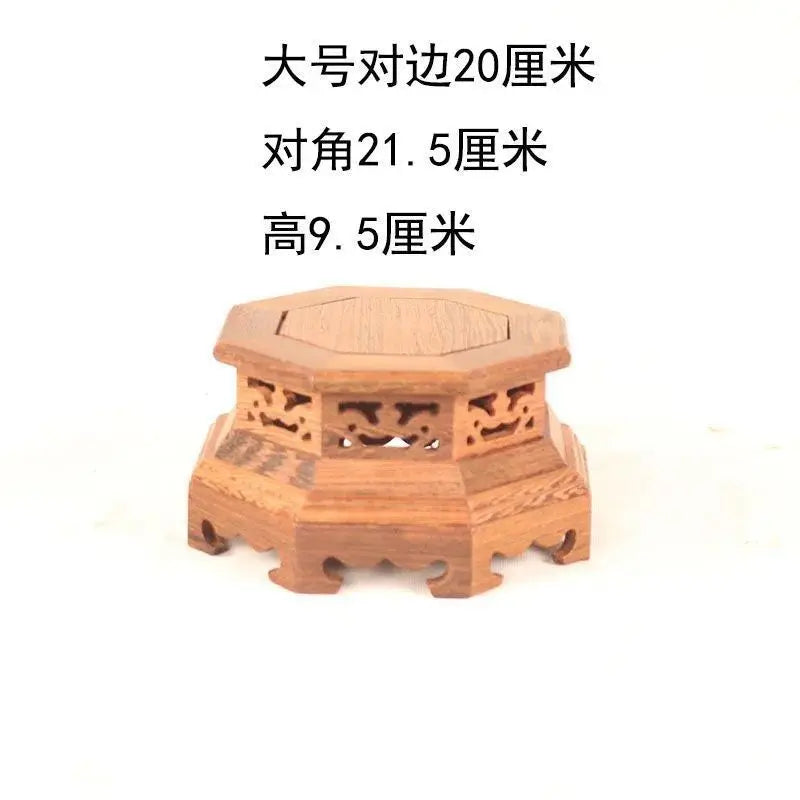 support vase bois artisanal marron clair texture naturelle découpes géométriques traditionnel métalliques