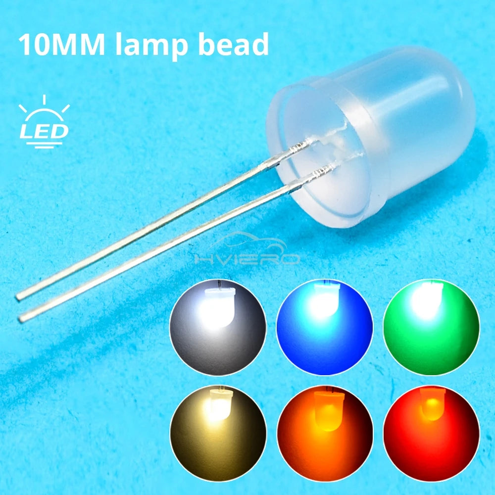 Diodes LED ultra lumineuses 10mm blanc rouge vert bleu jaune 250PCS 50PCS eclairage bricolage