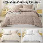 ensemble literie boho beige motif feuilles tissu brossé couvre lit taies oreiller double simple