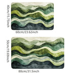 tapis moderne rayures ondulées vert gris imperméable antidérapant bain entrée cuisine exercice oriental 40x60cm