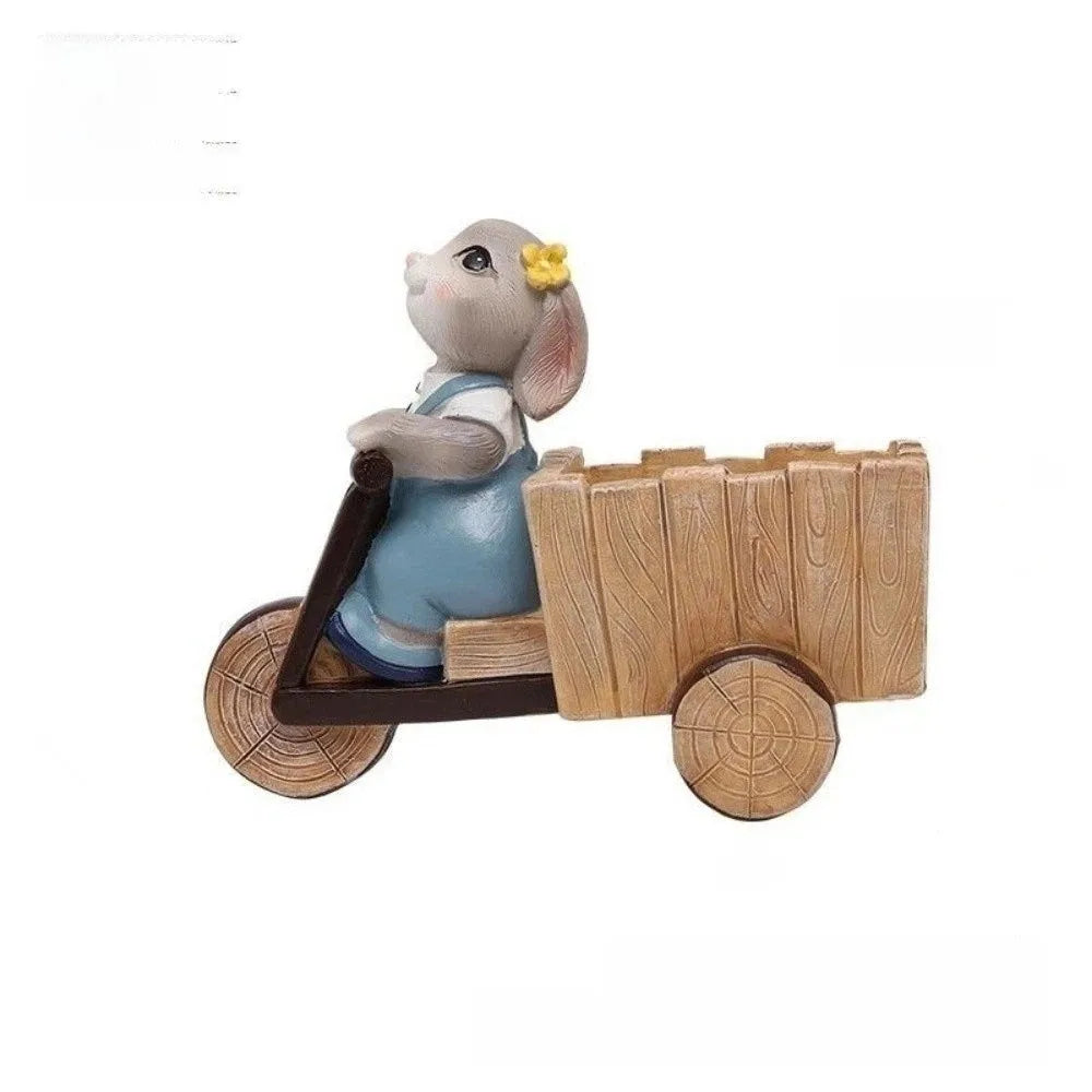 cache pot résine forme chien tortue lapin décoration table plantes animaux vert marron gris