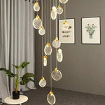 lustre suspension moderne cristal doré scintillantes éclairage luxe salon salle bain appartement