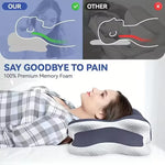 coussin sommeil mousse mémoire forme ergonomique gris blanc support cou voyage massage lit