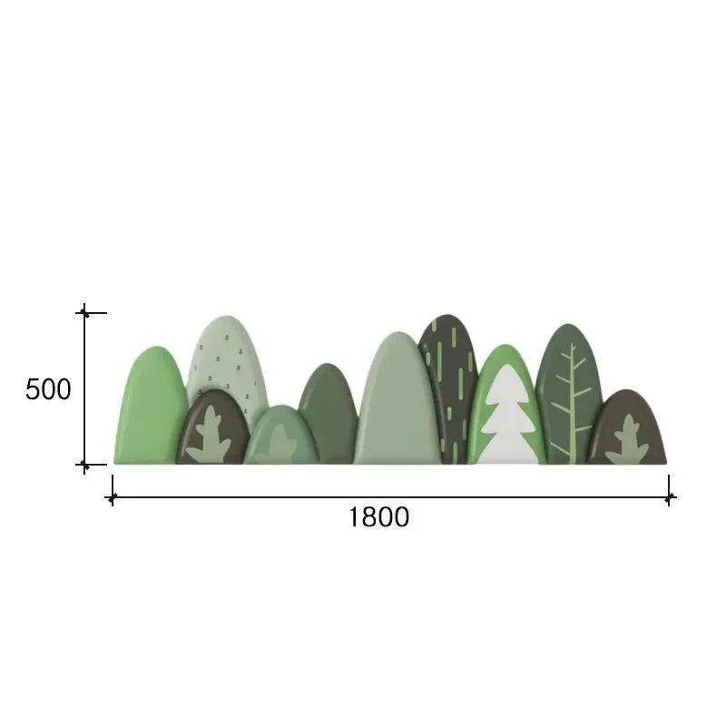 tête lit moderne motif feuilles verte gris chambre enfant décoration bois acajou ornemental intérieur