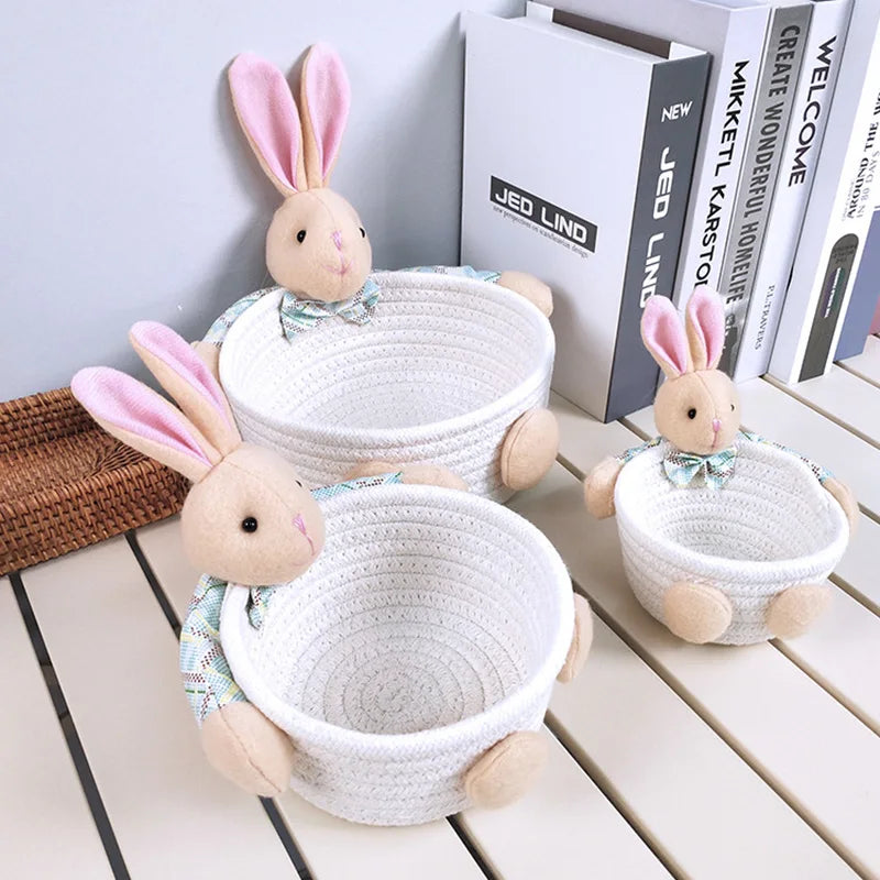 panier rangement tissu coton peluche décorative cosmétiques jouets accessoires