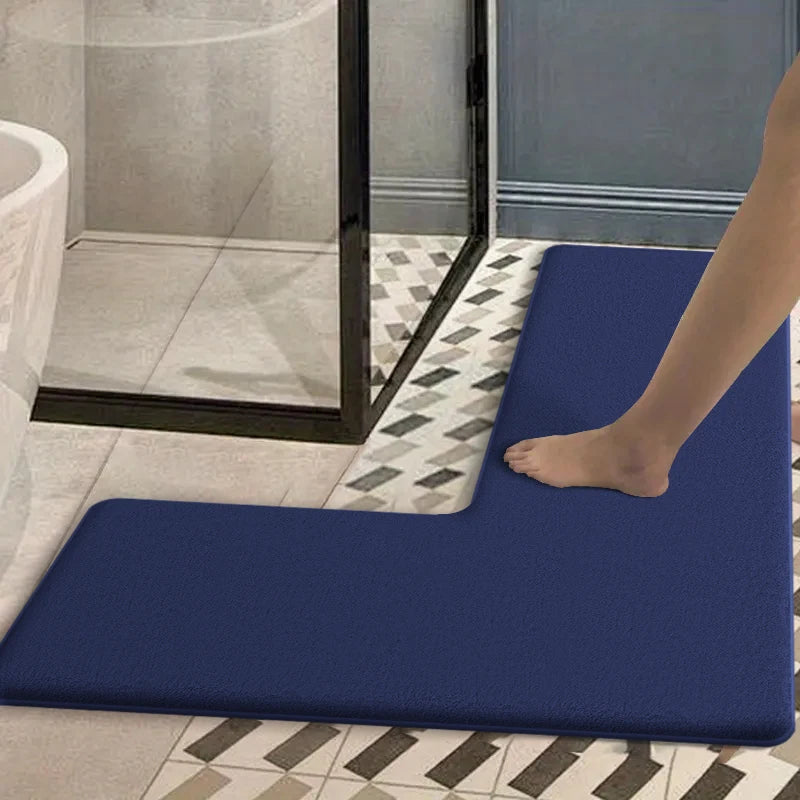 tapis bain gris moderne antidérapant points noirs fond blanc doublure moelleuse 120x80cm 150x80cm