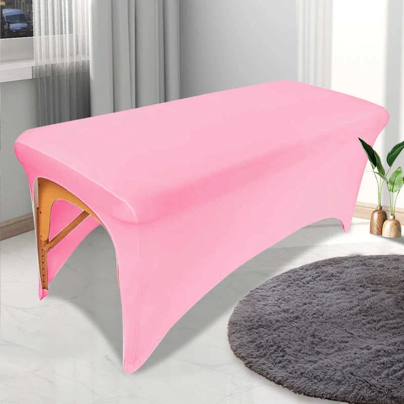 housse table extensible spandex polyester coton noir blanc rose bleu marine uni moderne clips