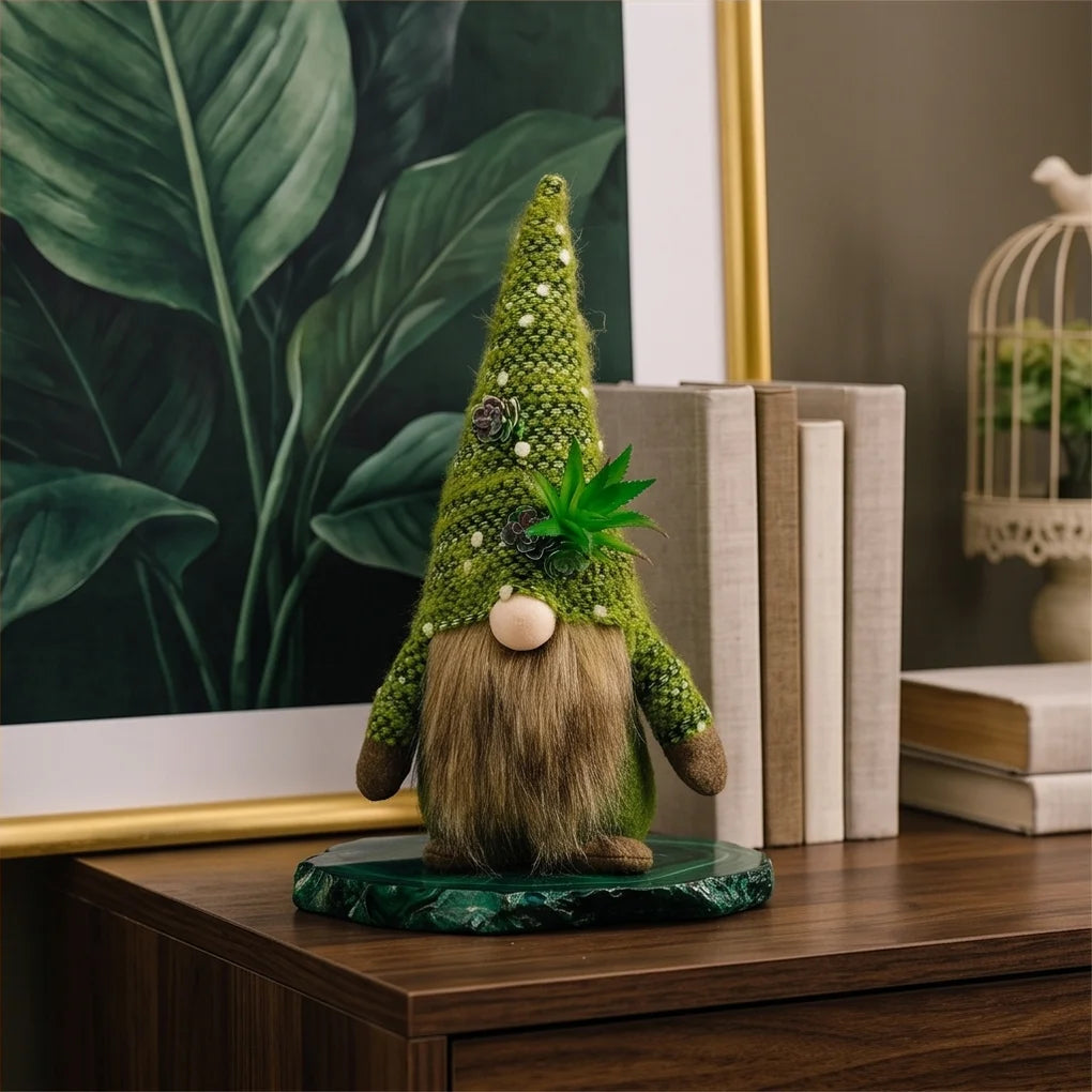 figurine gnome decoratif vert succulentes feuilles artificielles rustique decoration maison botanique chambre erotique rustic