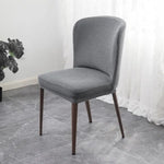 housse chaise moderne polyester imprimé géométrique bleu gris rose anti poussière fixations métal
