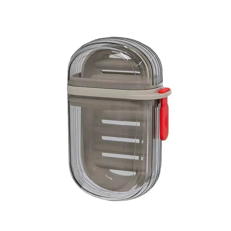 boîte savon moderne transparente rayures horizontales poignée rouge savon voyage bain étanche plastique