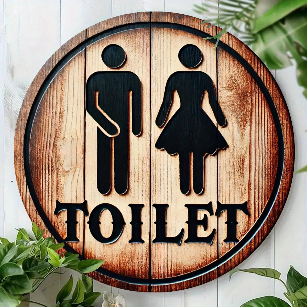 panneau toilettes bois classique 20cm 20cm brun clair motif TOILETTE occasion anniversaire noël mariage
