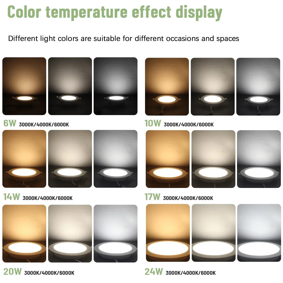 lampe encastrable led blanc moderne clips 3000k 4000k 6000k 10w 24w opacité