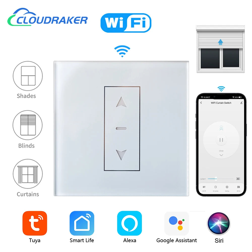 stores électriques blancs moderne commutateur intelligent controle application wifi alexa google siri