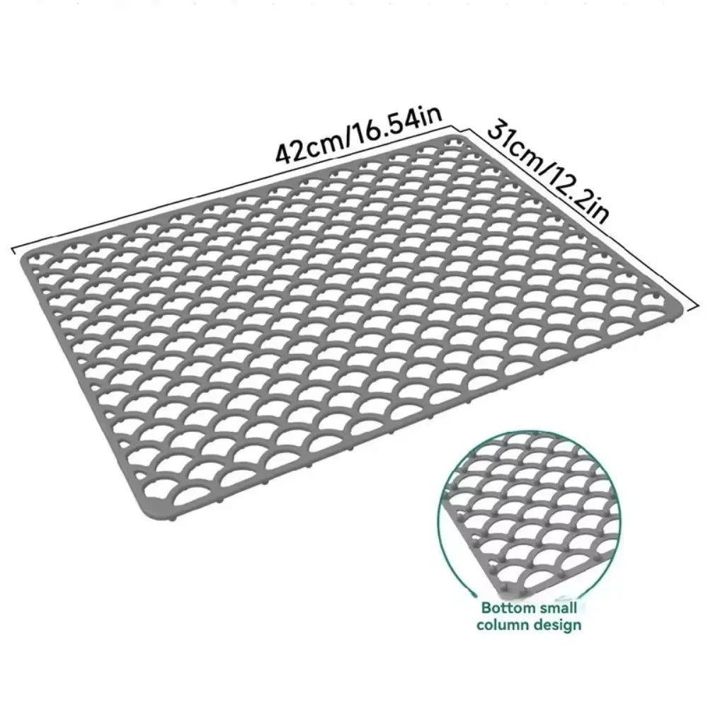tapis silicone antidérapant protection évier cuisine vaisselle assiettes tasses couverts moderne minimaliste