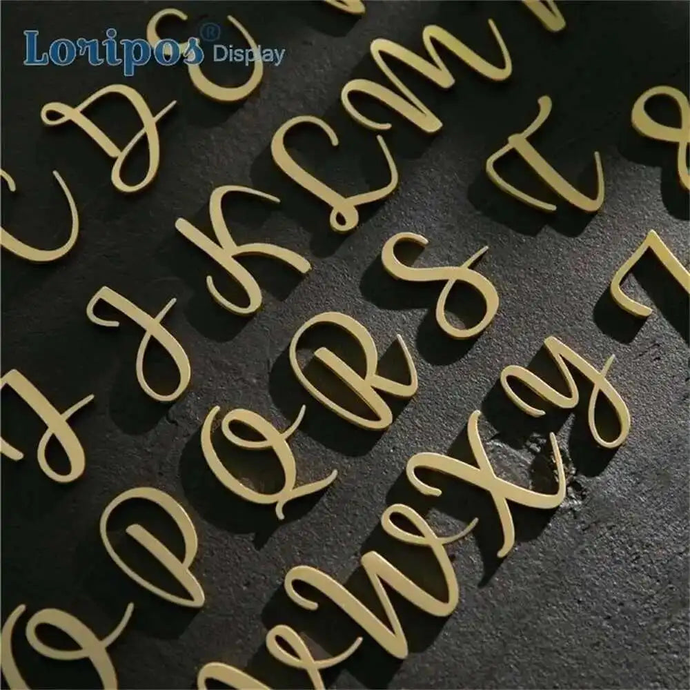 lettres alphabet bois doré classique cursive décoration murale nom porte maison
