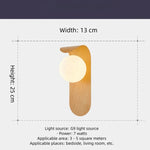 lampe murale moderne minimaliste bois lisse globe verre opaque chambre salon éclairage décoratif fixée