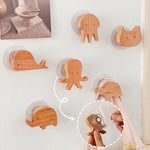 porte clés forme animaux bois naturel minimaliste suction lion girafe hippopotame tortue