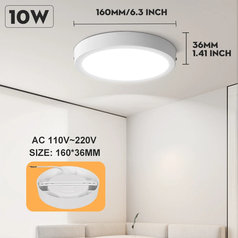 plaque lumière led moderne blanc rond surface montée éclairage quotidien 20w 90260v flux 200082000