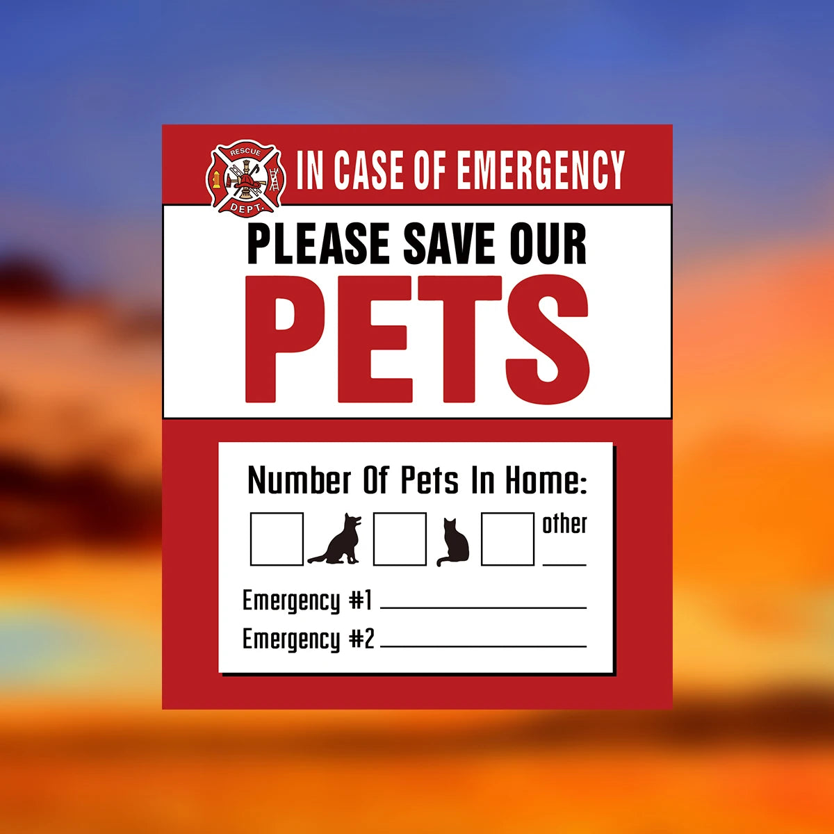 autocollants urgence animaux compagnie chiens chats oiseaux pompe incendie numéro d'urgence graphique informatif stickers