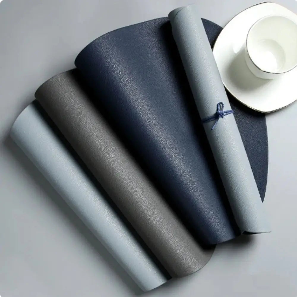 tapis table moderne simili cuir crème brun gris bleu rose antidérapant