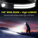 lampe frontale led rechargeable usb capteur ceinture ajustable noir jaune camping pêche extérieur moderne
