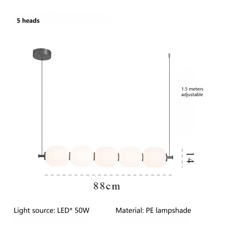 suspension lumineuse moderne blanc rayures horizontales opacité pince câble led