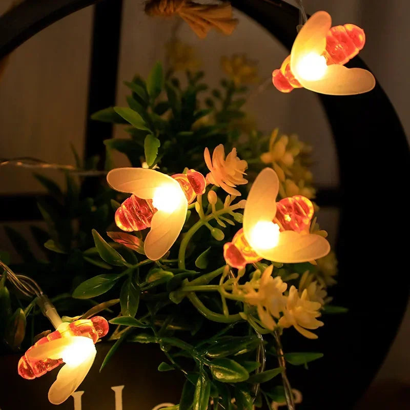 guirlande lumineuse solaire abeilles 3d moderne orange blanc noir extérieur intérieur fête noël mariage