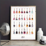 affiche moderne guitares colorées décoration mur salon toile haute qualité digital print chambre