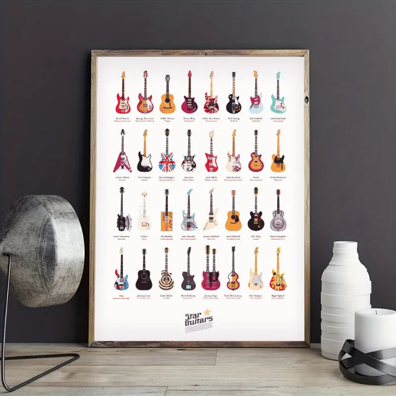 affiche moderne guitares colorées décoration mur salon toile haute qualité digital print chambre