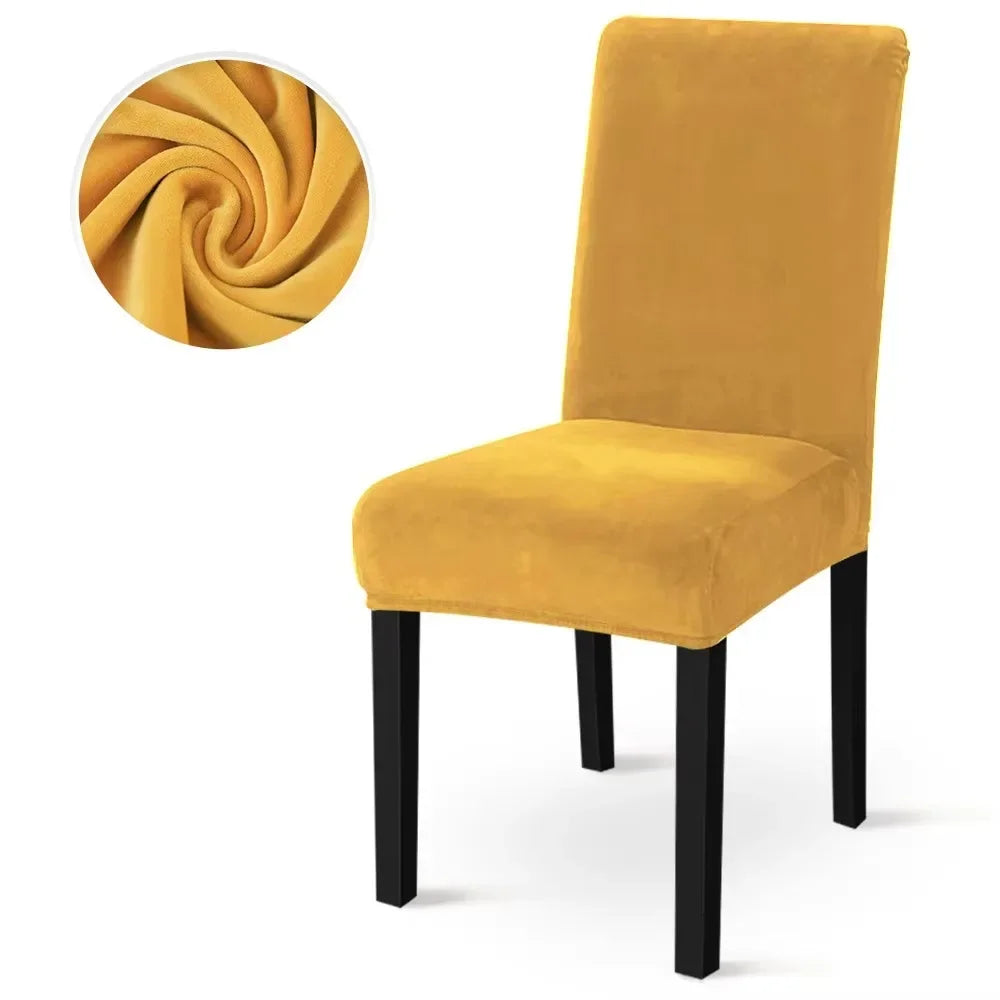 housse chaise velours doux moderne élastique beige gris ajustée chaise mariage banquet