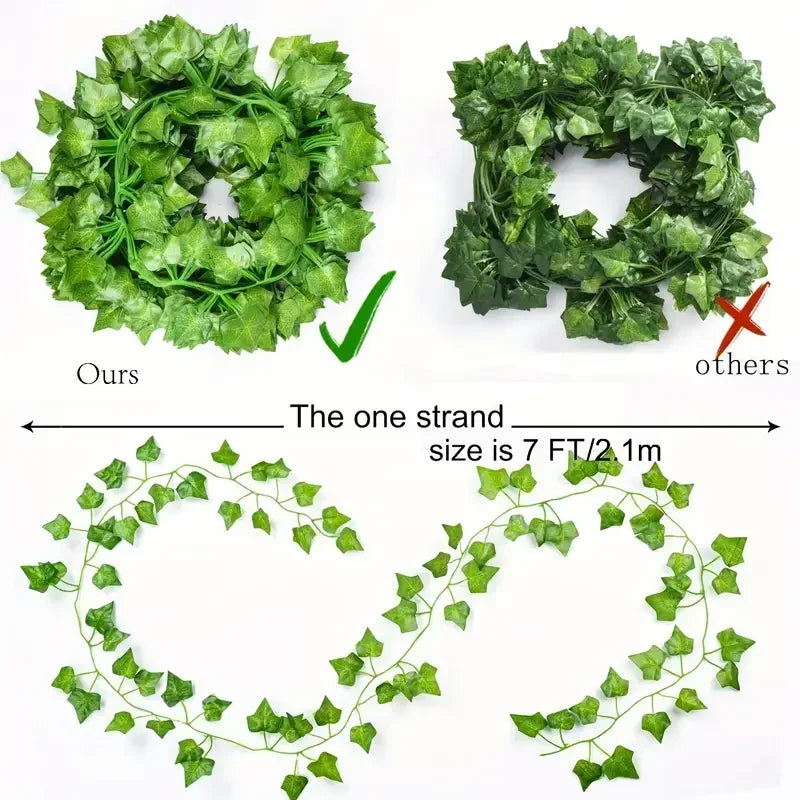 guirlande végétale artificielle feuilles vertes ovales moderne décoration extérieure maison jardin mariage fête