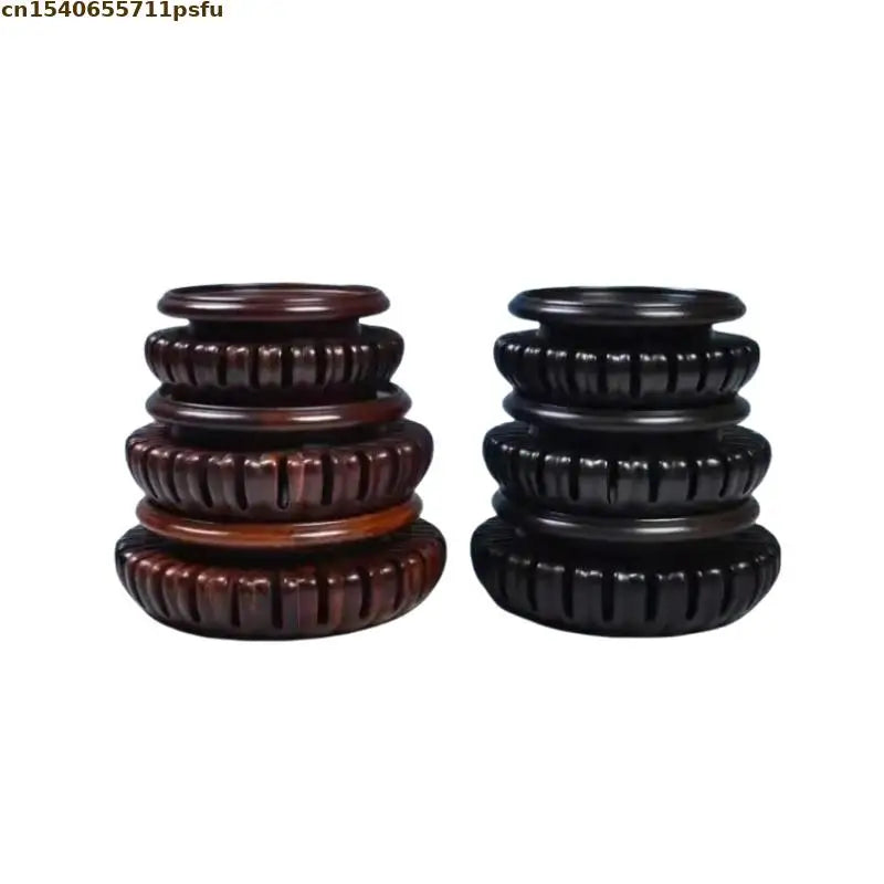 support vase bois relief dent scie couleur noire classique artisanal manuel