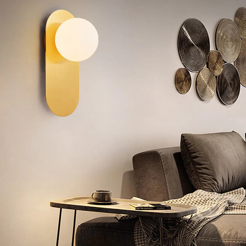 lampe murale moderne or noir blanc adhésive minimaliste globe led chambre salon cuisine
