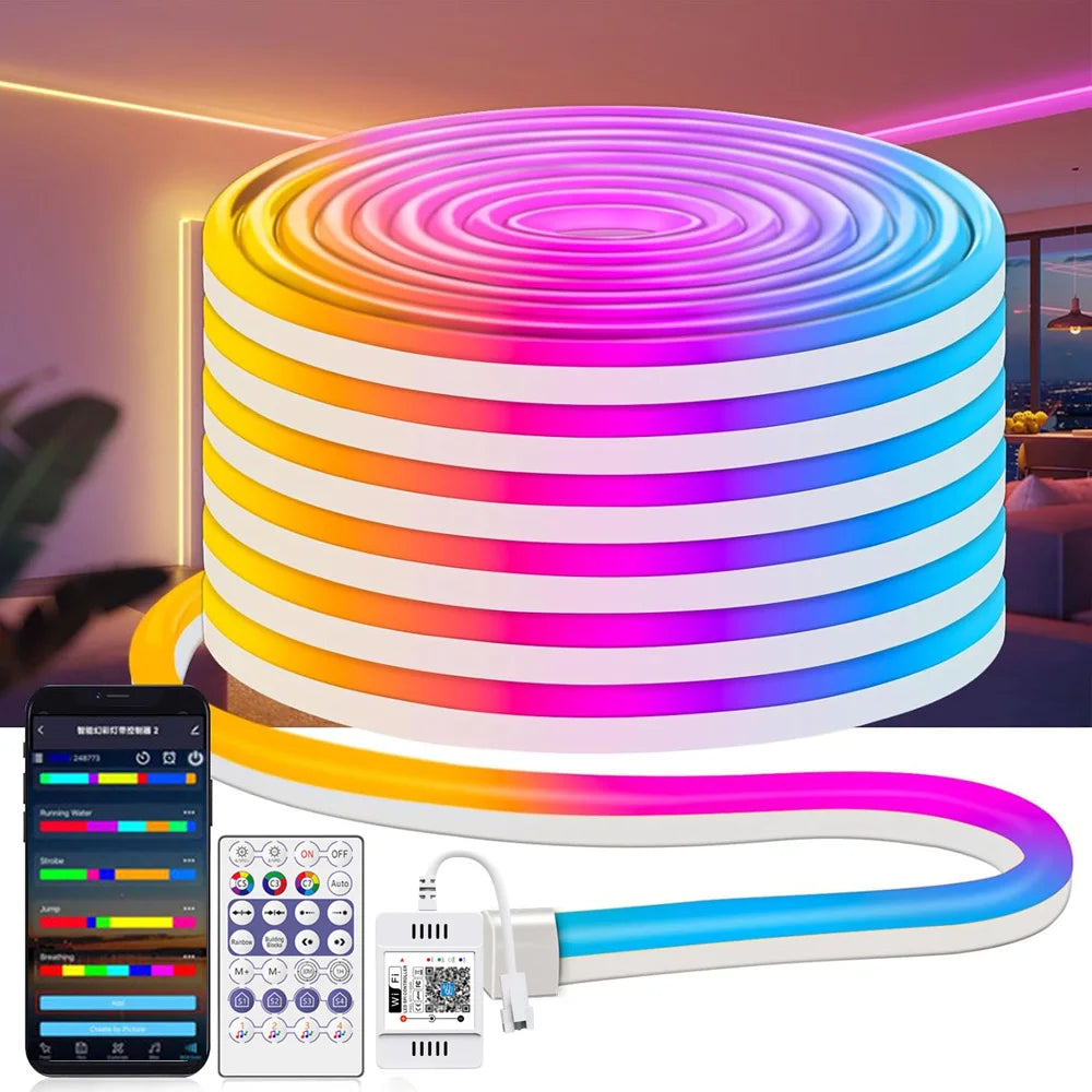 Bande LED néon RGBIC WiFi flexible étanche 12V