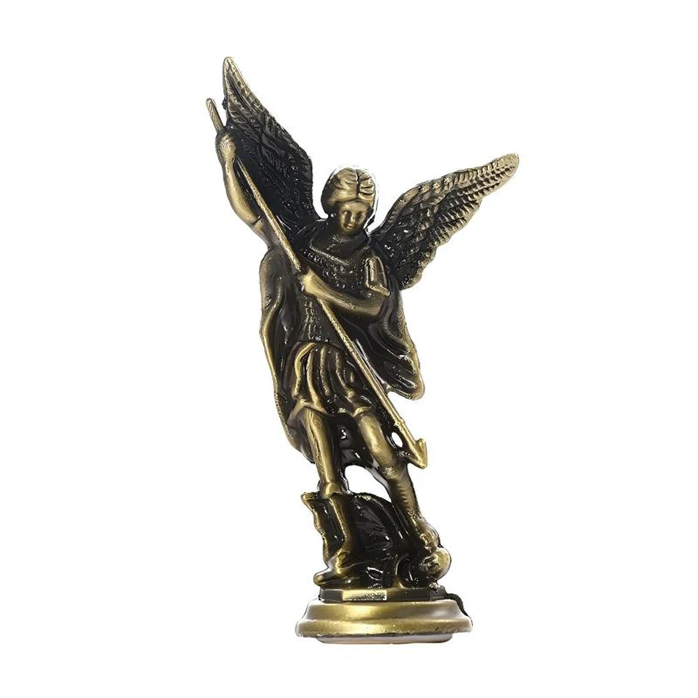 ornements métal saint michel dragon détaillé ailes armure noir argenté doré bronze