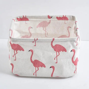 boîte rangement pliable tissu coton lin motif ours polaire chambre maison