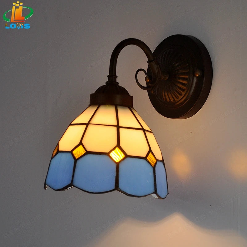 lampe murale tiffany géométrique marron jaune blanc rouge éclairage quotidien chambre cuisine 220v 110v