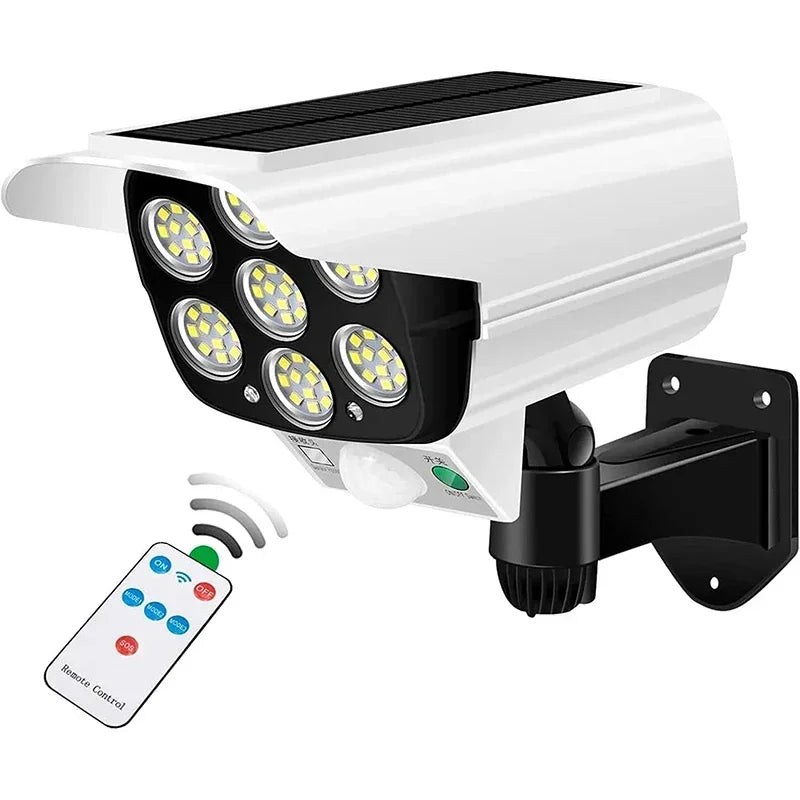 lumière solaire détecteur mouvement caméra imitation 77 led moderne blanc noirextérieur télécommande ip65