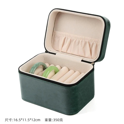 boîte bijoux simili cuir marron vintage poignée velours noir marron storage box trousse bijoux