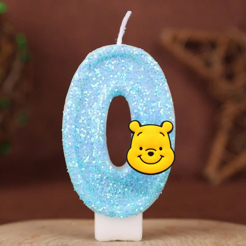 bougies numériques pailletées winnie ourson anniversaire enfant bleu jaune