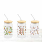 autocollants transfert motif coeurs boissons cartoon transparent opaques tasses croissants glaces bouteille verre couvercle