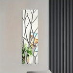 sticker mural acrylique branches stylisées moderne minimaliste blanc gris doré