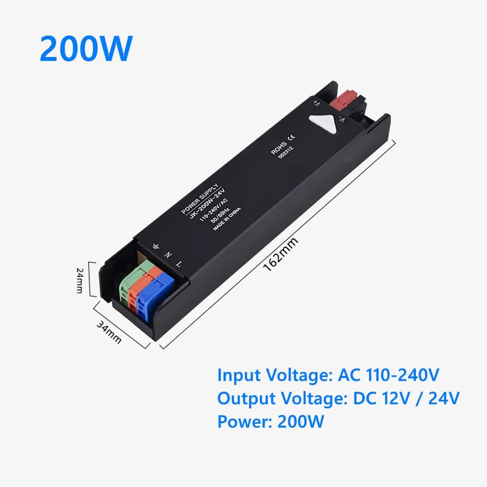 alimentation led 12v 24v 60w 100w 200w 300w 400w noir transformateur d'éclairage safe moderne