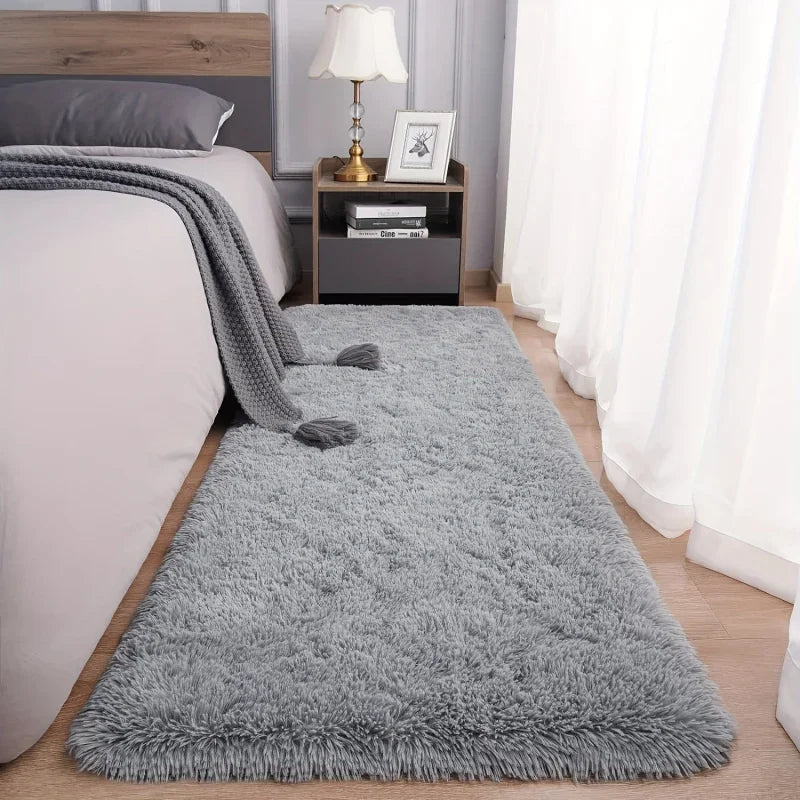 tapis noir blanc gris doux peluche épaisse moderne antidérapant confortable salon chambre coucher