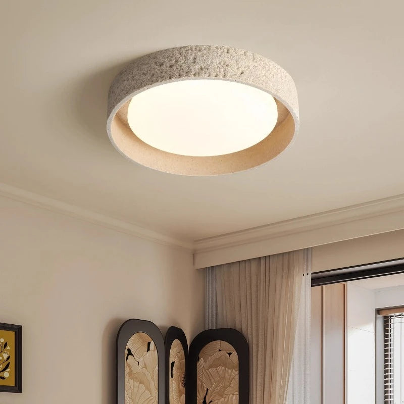 plafonnier led moderne pierre beige gris texture granulée éclairage zen minimaliste 4200k 3000k chambre