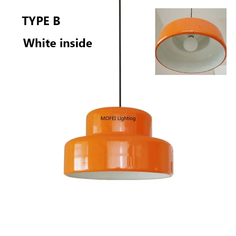 lampe suspendue moderne orange brillante salon chambre intérieur éclairage contemporain métal