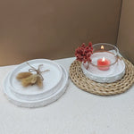 assiette étoile blanc silicone classique support osier bougie fleur corbeille