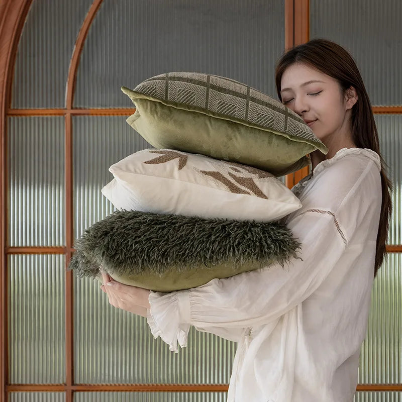 coussins décoratifs modernes motifs géométriques végétaux peluche maison voiture