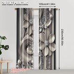 rideau moderne élégant fleurs géométrique opacité gris blanc noir pièces polyester tringle