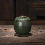 pot thé céramique classique poignée métallique couvercle texture grainée décoratif